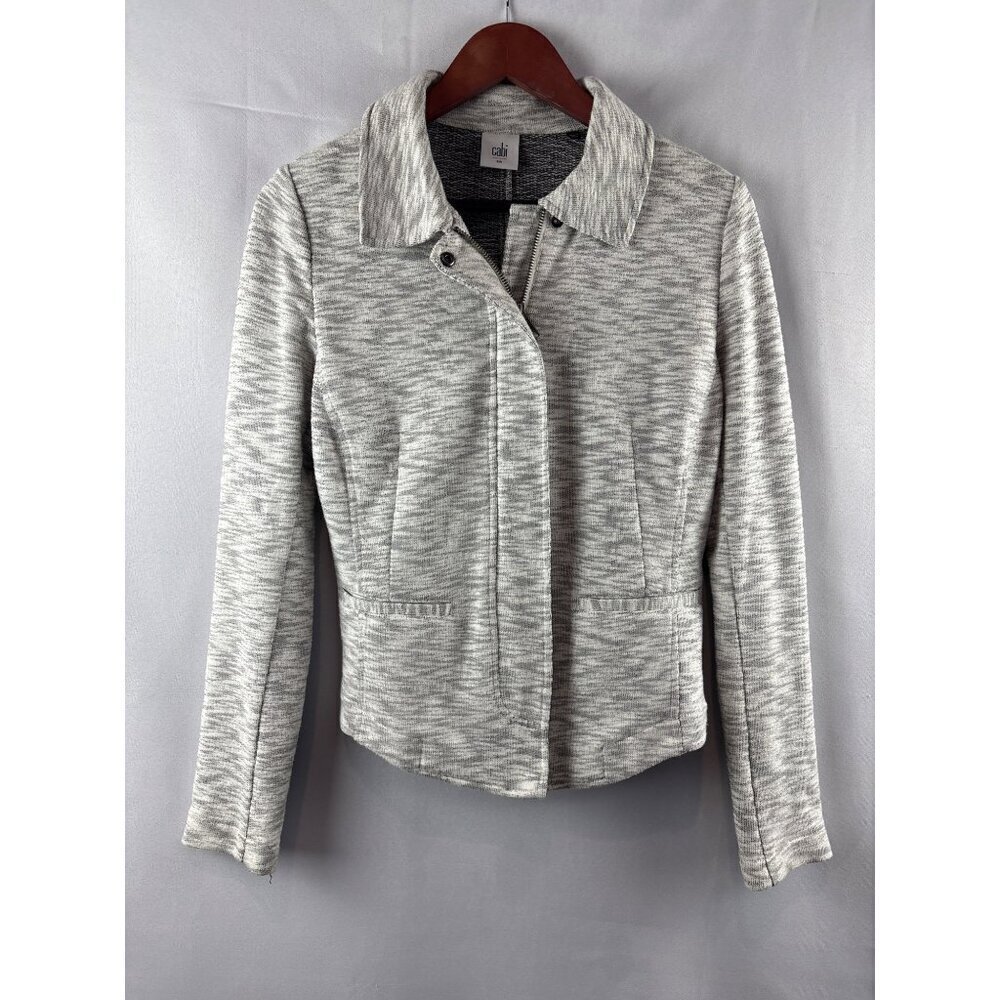 Women's Cabi Size Small Neo Moto Zip-Front Jacket Gray Textured